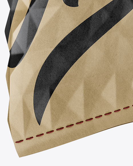 Kraft Package With a Label Mockup   Half Side View (High Angle Shot) PSD #1