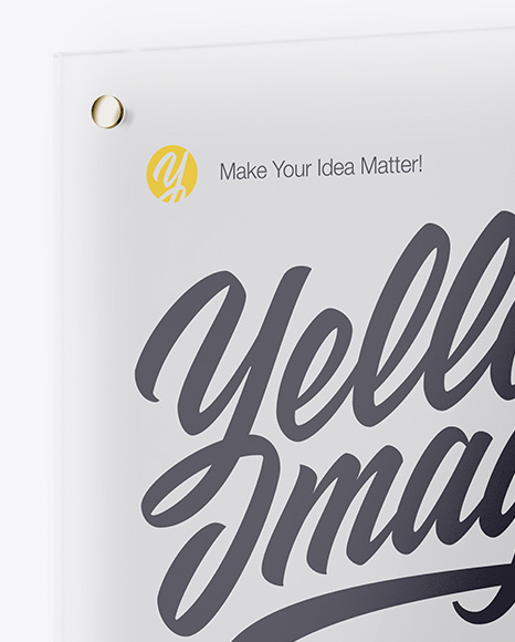 Square Frosted Glass Nameplate Mockup   Half Side View PSD #2