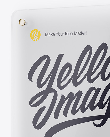 Square Frosted Glass Nameplate W  Round Corners Mockup   Half Side View PSD #2