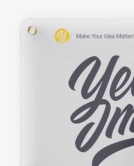 Horizontal Frosted Glass Nameplate W  Round Corners Mockup   Front View PSD #2