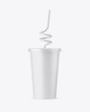 Paper Soda Cup With Straw Mockup