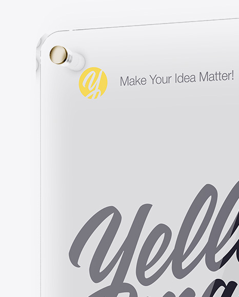Vertical Glass Nameplate W  Round Corners Mockup   Half Side View PSD #2
