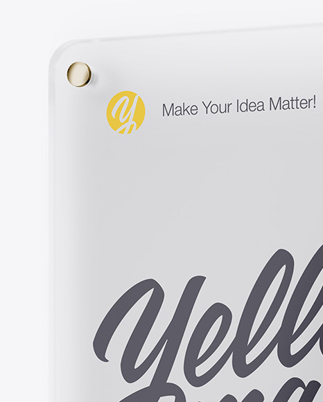 Vertical Frosted Glass Nameplate W  Round Corners Mockup   Half Side View PSD #2
