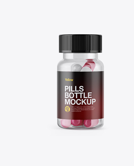 Clear Bottle with Pills Mockup