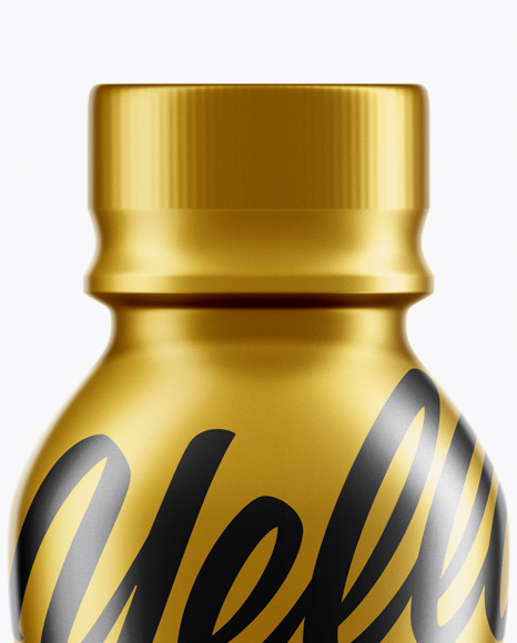 Bottle In Matte Metallic Shrink Sleeve Mockup on Yellow Images Object