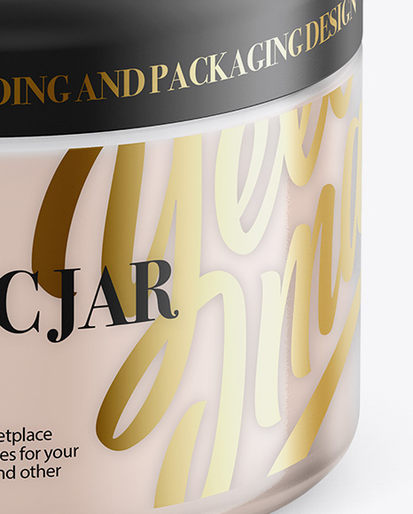Frosted Glass Cosmetic Jar Mockup   Front View (High Angle Shot) PSD #1