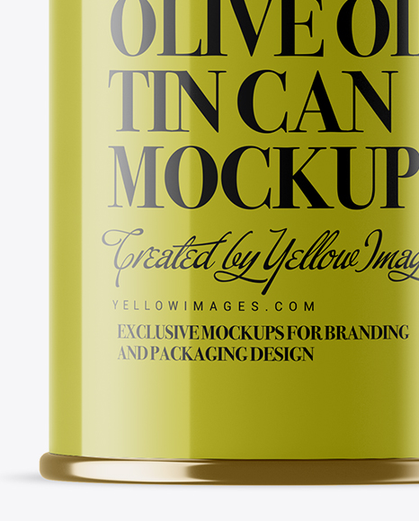 Download Glossy Olive Oil Tin Can W Cap Mockup In Can Mockups On Yellow Images Object Mockups PSD Mockup Templates