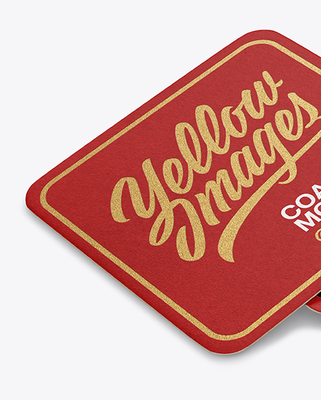 Stack of Paper Beverage Coasters Mockup on Yellow Images Object Mockups