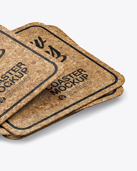 Stack of Cork Beverage Coasters Mockup PSD #1