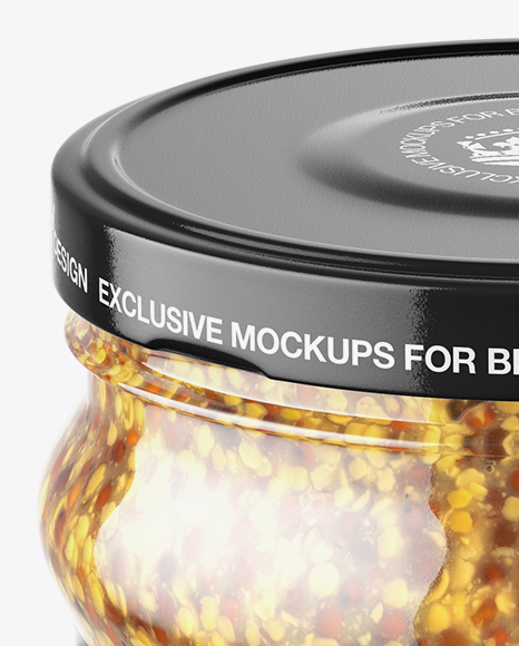 Clear Glass Jar with Wholegrain Mustard Mockup (High-Angle Shot) on