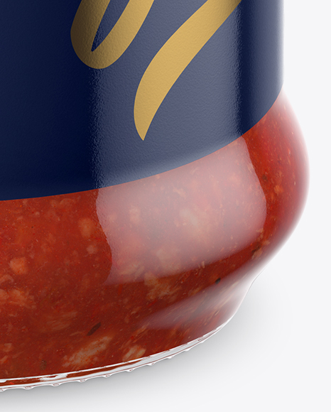 Clear Glass Jar with Meat Sauce Mockup (High Angle Shot) PSD #2