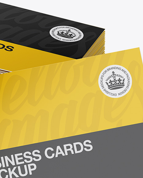 Download Stack of Glossy Business Cards Mockup in Stationery Mockups on Yellow Images Object Mockups