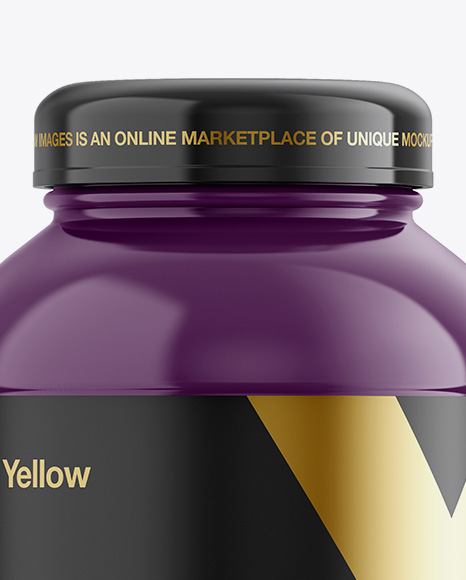 Glossy Plastic Protein Jar Mockup   Front View PSD #2