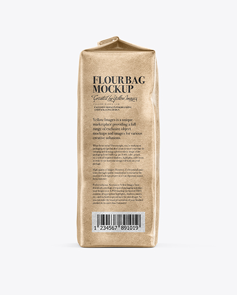 Download Kraft Flour Bag Mockup Front Side View In Bag Sack Mockups On Yellow Images Object Mockups PSD Mockup Templates