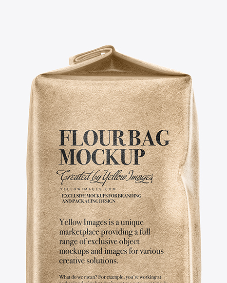 Download Kraft Flour Bag Mockup Front Side View In Bag Sack Mockups On Yellow Images Object Mockups