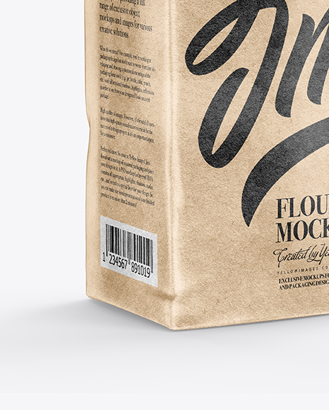 Kraft Flour Bag Mockup - Half Side View