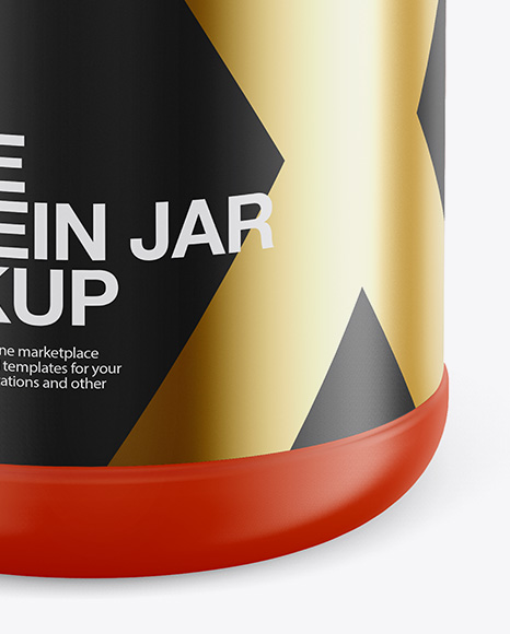 Matte Plastic Protein Jar Mockup   Front View (High Angle Shot) PSD #1