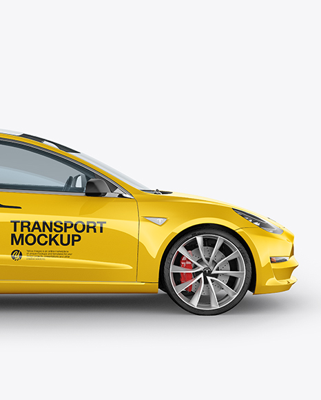 Tesla Model 3 Mockup   Side View PSD #2