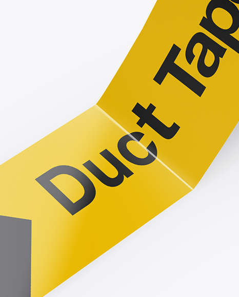 Glossy Duct Tape Mockup - Half Side View (High-Angle Shot) on Yellow