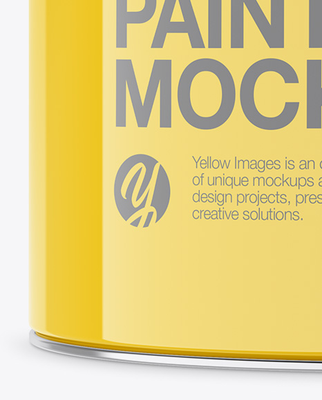 Download Glossy Paint Bucket Mockup Front View In Bucket Pail Mockups On Yellow Images Object Mockups PSD Mockup Templates