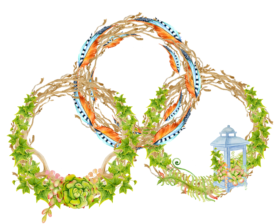 Boho Succulents and cactus Wreaths on Yellow Images Creative Store - 20307