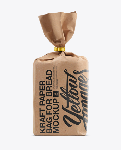 Download Middle Kraft Paper Bread Bag Mockup in Bag & Sack Mockups on Yellow Images Object Mockups