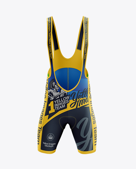 Download Men's Cycling Bib Shorts Mockup - Front View in Apparel Mockups on Yellow Images Object Mockups