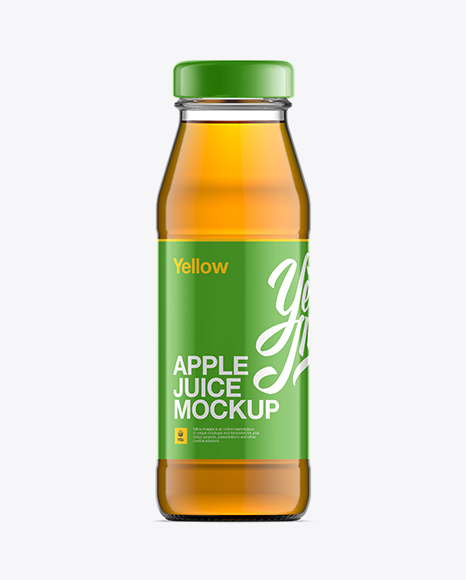 Download Clear Bottle W Apple Juice Mockup In Bottle Mockups On Yellow Images Object Mockups