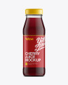 Download Clear Glass Bottle W/ Cherry Juice Mock-up in Bottle Mockups on Yellow Images Object Mockups