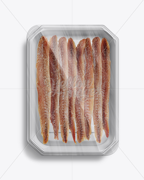 Download Small Vacuum Tray W Anchovies Mock Up In Tray Platter Mockups On Yellow Images Object Mockups PSD Mockup Templates