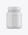Glossy Plastic Protein Jar Mockup - Front View