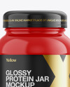 Glossy Plastic Protein Jar Mockup - Front View