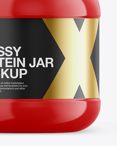Glossy Plastic Protein Jar Mockup - Front View