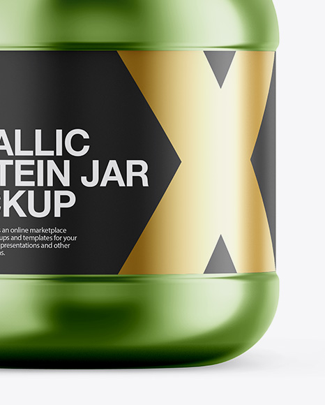 Metallic Protein Jar Mockup   Front View PSD #1