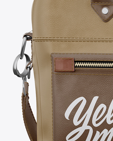 Download Leather Bag Mockup - Front View in Apparel Mockups on Yellow Images Object Mockups