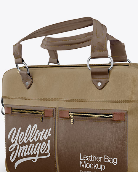 Download Leather Bag Mockup Half Side View In Apparel Mockups On Yellow Images Object Mockups