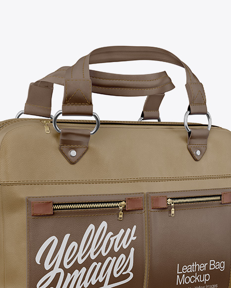 Download Leather Bag Mockup Half Side View In Apparel Mockups On Yellow Images Object Mockups