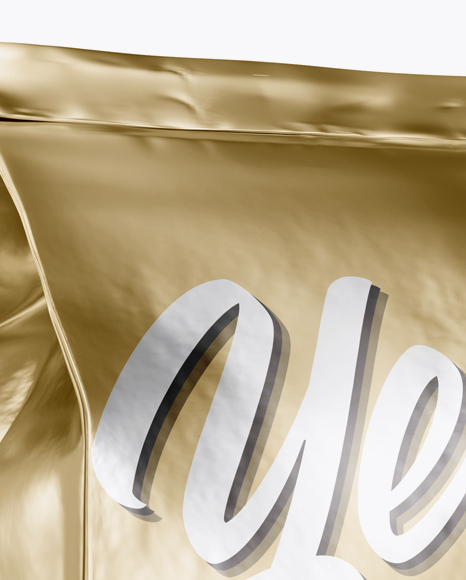 Metallic Snack Bag With Label Mockup   Half Side View PSD #1