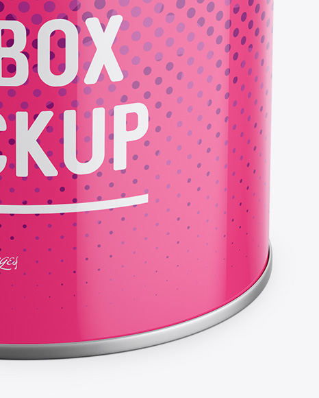 Round Tin Box with Glossy Finish Mockup (High-Angle Shot) - Free