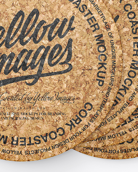 Download Cork Beverage Coasters Mockup - Top View in Object Mockups on Yellow Images Object Mockups