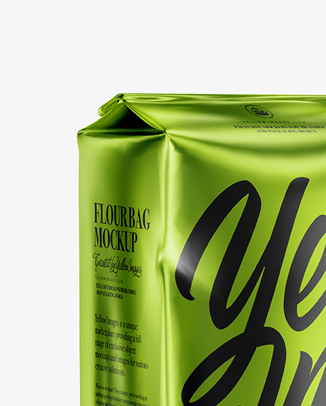 Metallic Flour Bag Mockup - Half Side View in Bag & Sack Mockups on Yellow Images Object Mockups