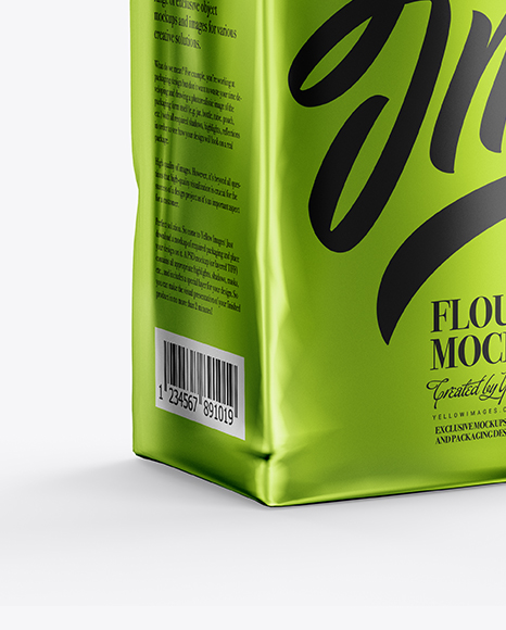 Download Metallic Flour Bag Mockup - Half Side View in Bag & Sack ...