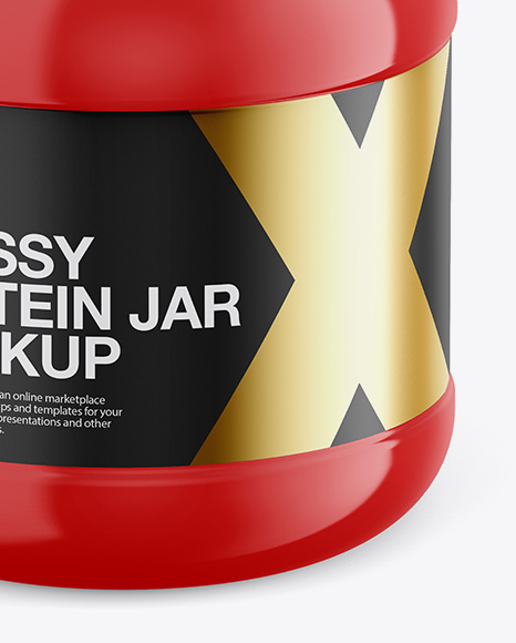 Glossy Plastic Protein Jar Mockup   Front View (High Angle Shot) PSD #4