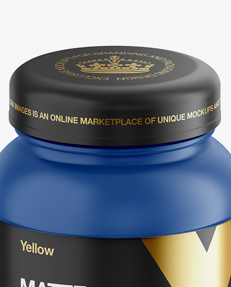 Matte Plastic Protein Jar Mockup   Front View (High Angle Shot) PSD #3