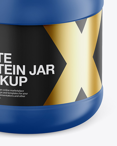 Matte Plastic Protein Jar Mockup   Front View (High Angle Shot) PSD #4