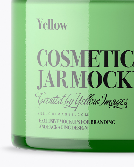 Download Green Glass Cosmetic Jar Mockup In Jar Mockups On Yellow Images Object Mockups PSD Mockup Templates