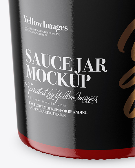 Glossy Sauce Jar Mockup - High-Angle Shot