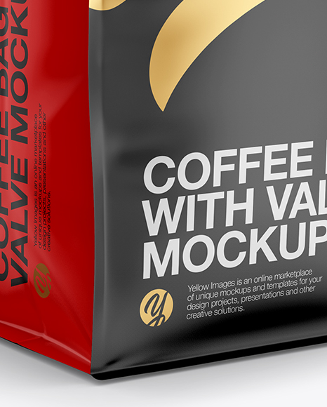 Download 16oz Matte Coffee Bag Mockup Half Side View In Bag Sack Mockups On Yellow Images Object Mockups PSD Mockup Templates