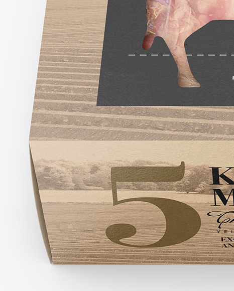 Kraft Box Mockup   Front View (High Angle Shot) PSD #1