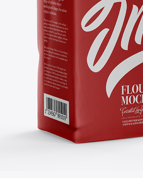 Download Paper Flour Bag Mockup - Half Side View in Bag & Sack Mockups on Yellow Images Object Mockups